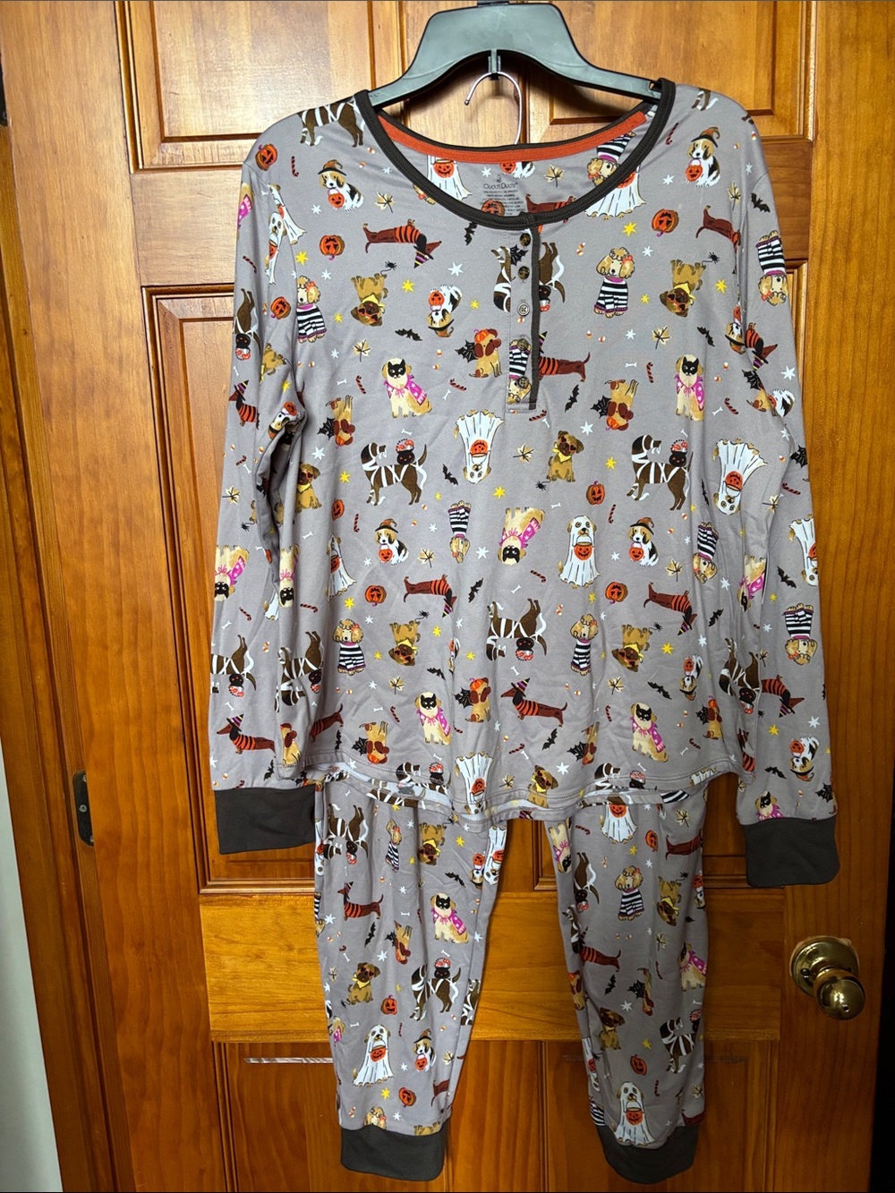 Cuddl Duds Grey Halloween Pals Kids Pajama Set with Colorful Accents